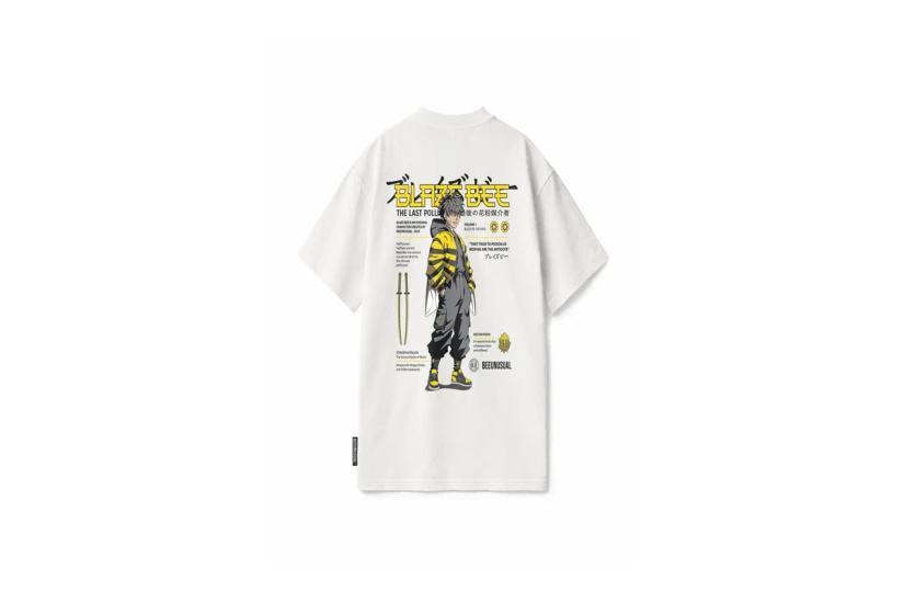 Bee Unusual Blaze Bee Relaxed Ανδρικό Κοντομάνικο T-Shirt Λευκό, Μαύρο, Κίτρινο