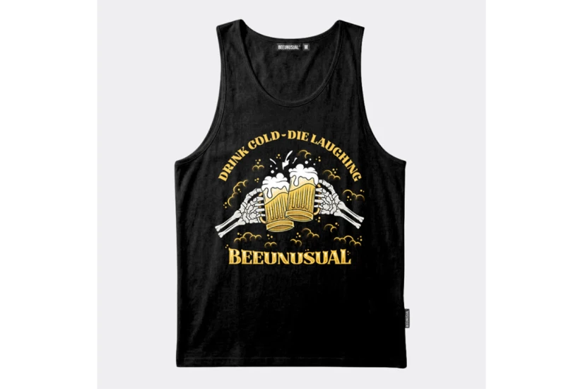 Bee Unusual Drink Cold-Die Laughing Ανδρική Αμάνικη Μπλούζα Μαύρη