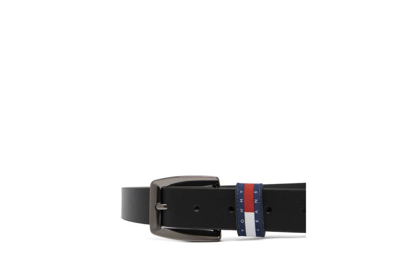 Tommy Jeans Flag Square Buckle Leather Γυναικεία Casual Ζώνη Μαύρη