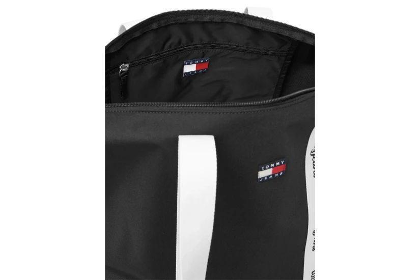 Tommy Jeans Essential Repeat Logo Γυναικεία Τσάντα Tote Μαύρη, Λευκή 38L