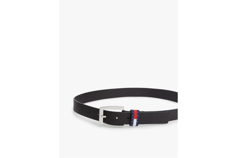 Tommy Jeans Heritage Plaque Buckle Leather Γυναικεία Casual Ζώνη Μαύρη