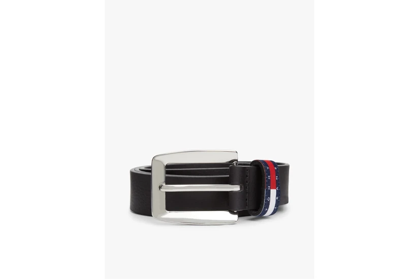 Tommy Jeans Heritage Plaque Buckle Leather Γυναικεία Casual Ζώνη Μαύρη