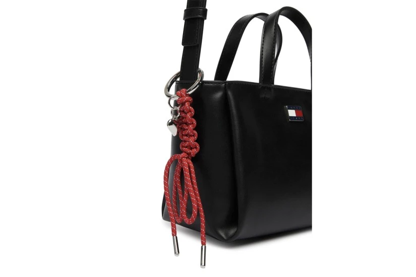 Tommy Jeans Logo Charm Mini Γυναικεία Τσάντα Tote Χιαστί Μαύρη 1,8L