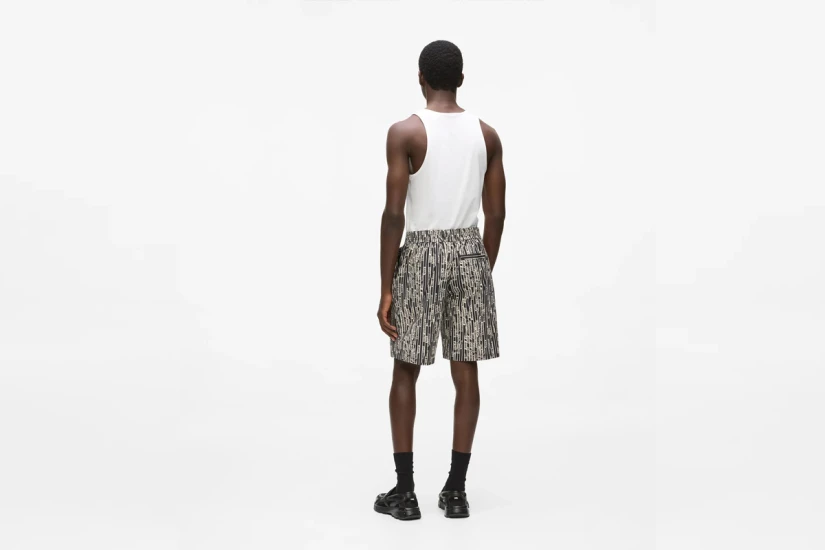 Karl Lagerfeld All Over Print Ανδρική Casual Βερμούδα Μαύρη, Λευκή