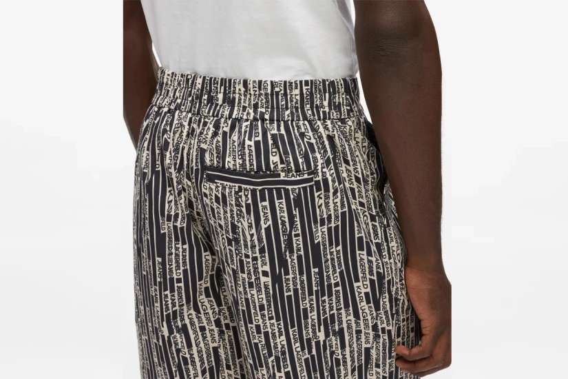 Karl Lagerfeld All Over Print Ανδρική Casual Βερμούδα Μαύρη, Λευκή