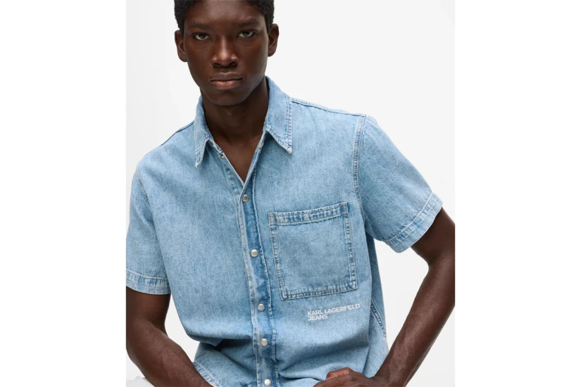 Karl Lagerfeld Ανδρικό Κοντομάνικο Πουκάμισο Denim