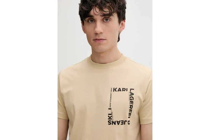 Karl Lagerfeld Frame Logo Ανδρικό Κοντομάνικο T-Shirt Μπεζ