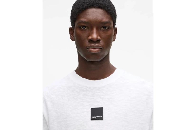 Karl Lagerfeld Curved Hem Ανδρικό Κοντομάνικο T-Shirt Λευκό