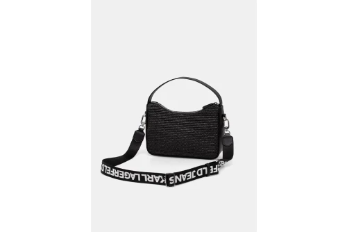 Karl Lagerfeld Logo Woven Raffia Mini Hobo Τσάντα Ώμου-Χειρός (B2W30115 999)