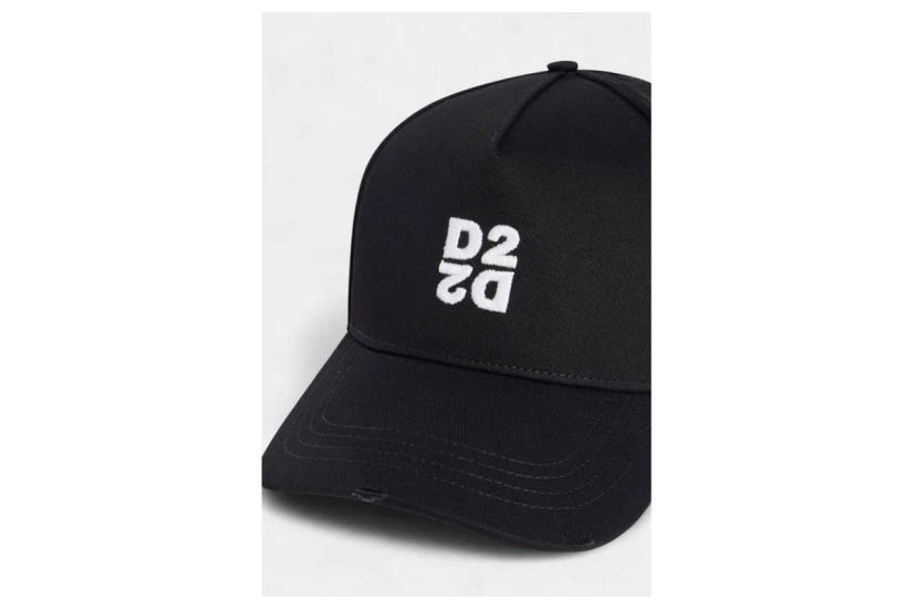 Dsquared2 D2 Upside Down Unisex Baseball Καπέλο Strapback Μαύρο, Λευκό