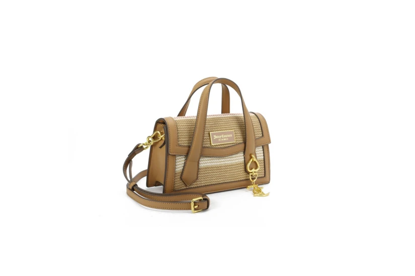 Juicy Couture Lily Straw Small Γυναικεία Τσάντα Ώμου - Χειρός Κάμελ, Μπεζ