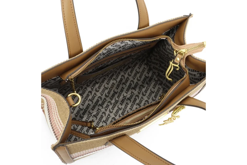 Juicy Couture Lily Straw Medium Γυναικεία Τσάντα Tote Κάμελ, Μπεζ