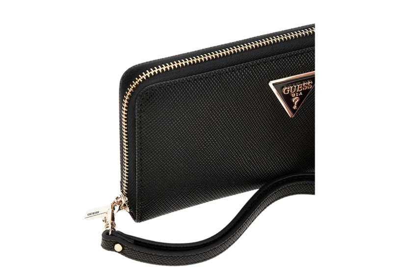 Guess Laurel Triangle Logo Maxi Γυναικείο Πορτοφόλι Μαύρο