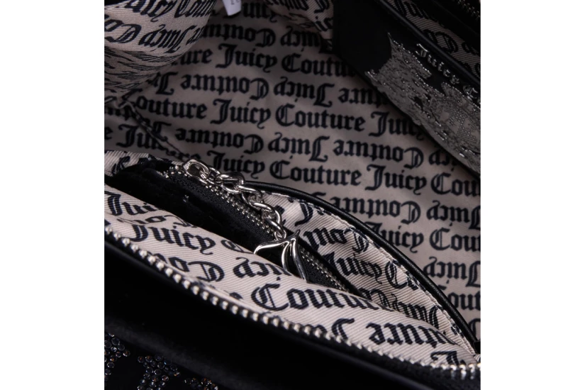 Juicy Couture Iris Velour Diamante Medium Γυναικεία Τσάντα Tote Μαύρη