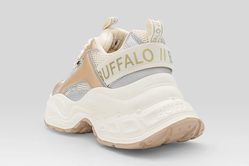 Buffalo Yuno One Sneakers Εκρού, Χρυσά, Ασημί