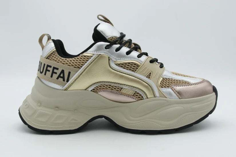 Buffalo Yuno One Γυναικεία Sneakers Μπεζ, Χρυσά, Ασημί, Μπρονζέ
