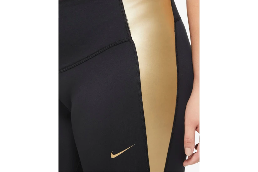Nike One Mid-Rise Γυναικείο Μακρύ Κολάν Μαύρο, Χρυσό