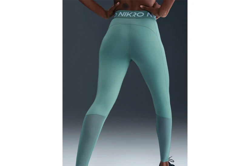 Nike Dri-FIT Pro Mid-Rise Mesh-Panelled Γυναικείο Μακρύ Κολάν Τυρκουάζ, Λευκό