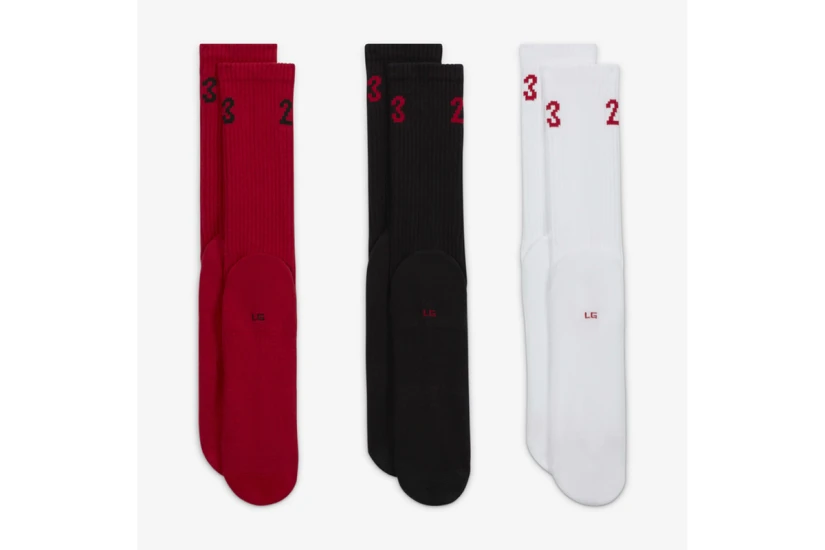 Jordan Essentials Ψηλές Κάλτσες Κόκκινες, Μαύρες, Λευκές 3 Ζευγάρια