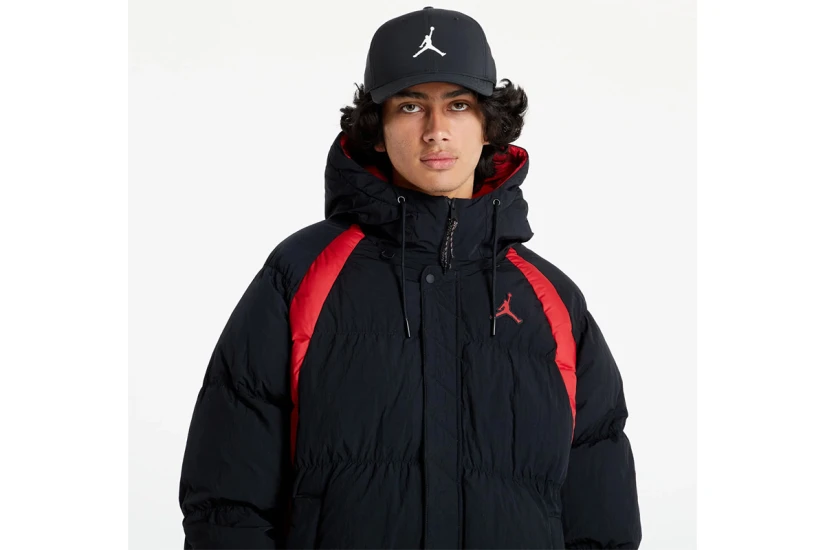 Jordan Essentials Ανδρικό Puffer Μπουφάν Μαύρο, Κόκκινο