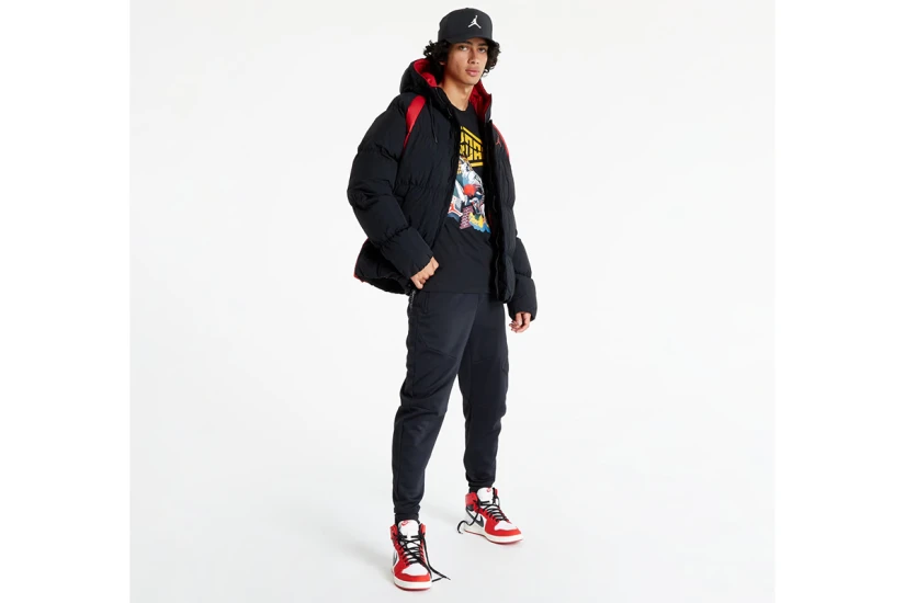 Jordan Essentials Ανδρικό Puffer Μπουφάν Μαύρο, Κόκκινο