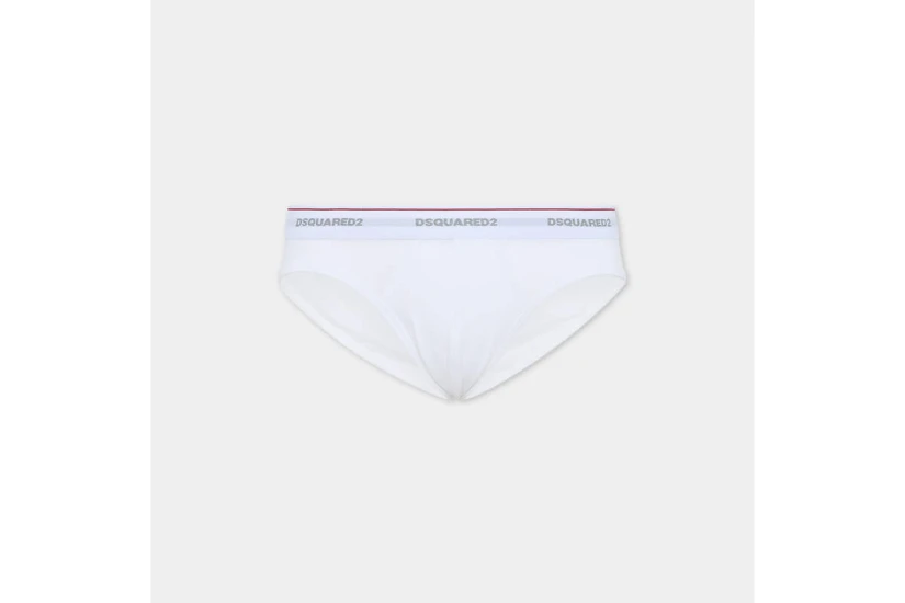 Dsquared2 Basic Cotton Stretch Ανδρικά Εσώρουχα Σλιπ Λευκά Medium 3 Τεμάχια