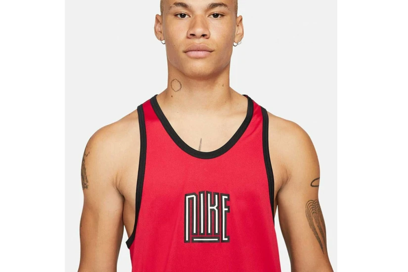 Nike Basketball Dri-FIT Ανδρική Αμάνικη Μπλούζα Κόκκινη, Μαύρη