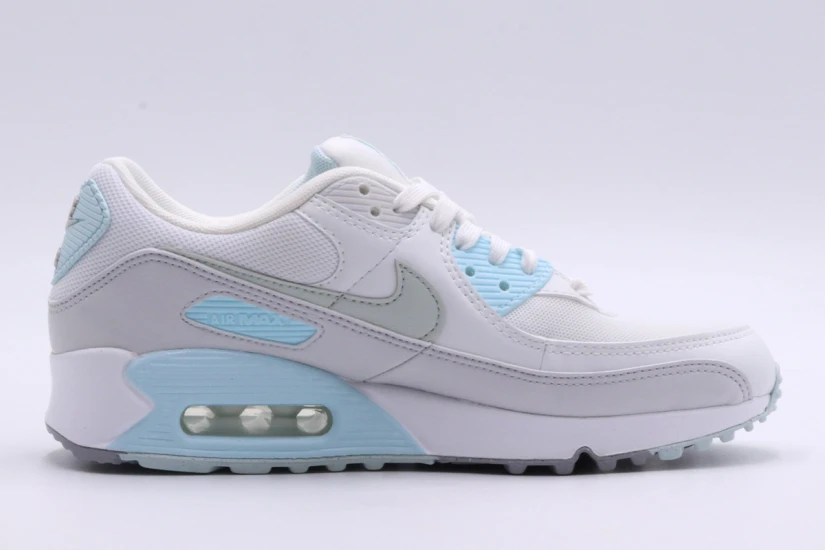 Nike Air Max 90 Γυναικεία Sneakers Λευκά, Γκρι Ανοιχτά, Σιέλ