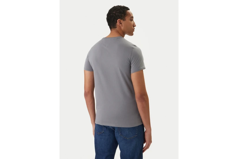 Tommy Jeans Flag Extra Slim Jersey Ανδρικό Κοντομάνικο T-Shirt Γκρι