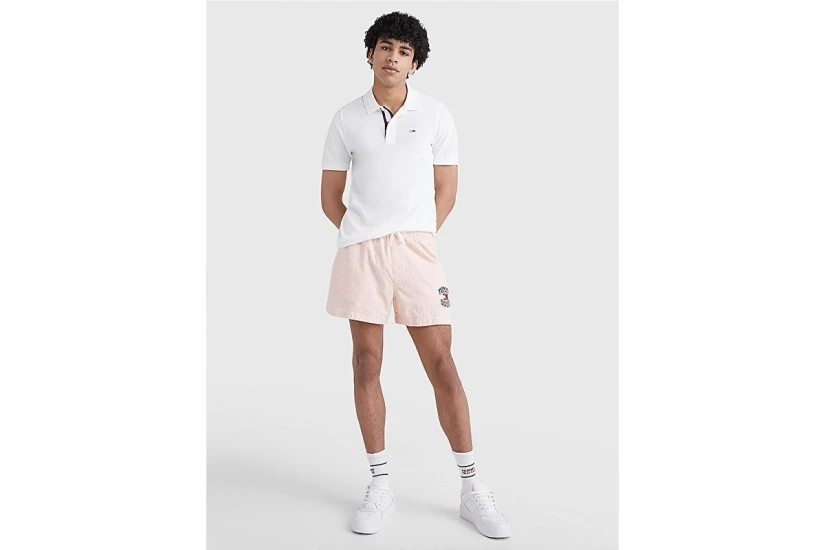 Tommy Jeans Ανδρική Κοντομάνικη Polo Μπλούζα Λευκή