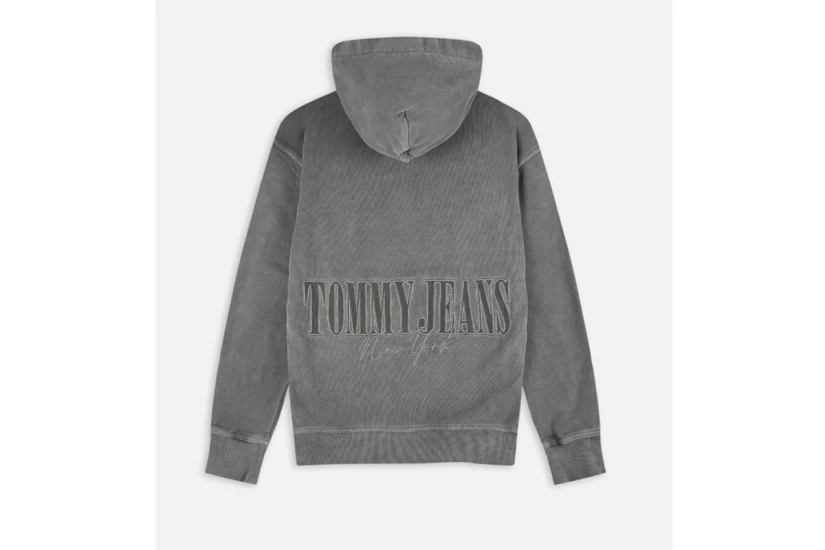 Tommy Jeans Tonal Badge Ανδρικό Φούτερ Με Κουκούλα Γκρι
