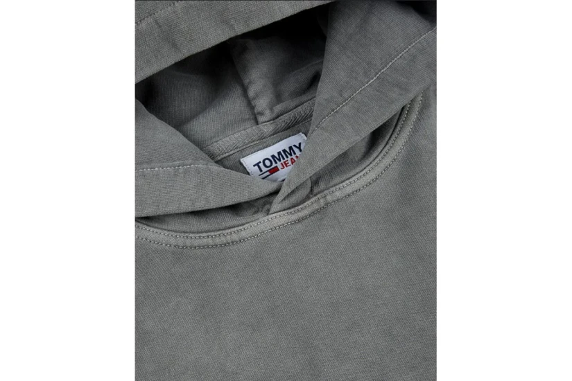 Tommy Jeans Tonal Badge Ανδρικό Φούτερ Με Κουκούλα Γκρι