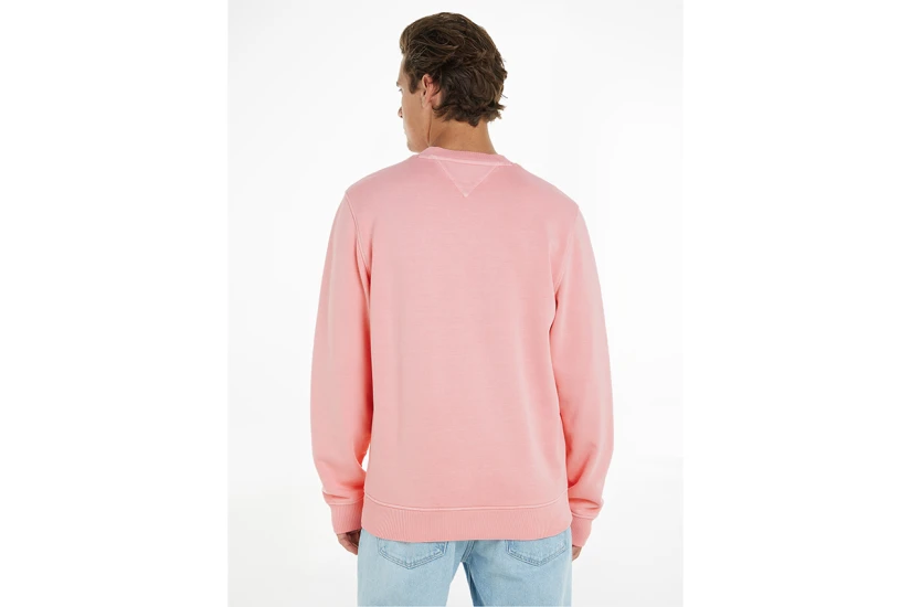 Tommy Jeans Washed Bage Crew Neck Ανδρική Μακρυμάνικη Μπλούζα Ροζ