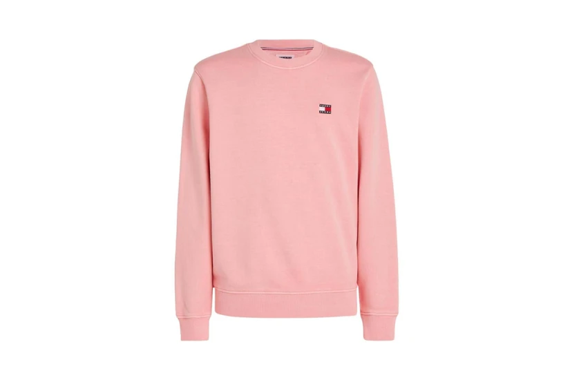 Tommy Jeans Washed Bage Crew Neck Ανδρική Μακρυμάνικη Μπλούζα Ροζ