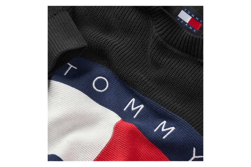 Tommy Jeans DNA Flag Ανδρική Μακρυμάνικη Μπλούζα Μαύρη
