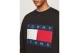 Tommy Jeans Relaxed Big Flag Crew Neck Μακρυμάνικη Μπλούζα Μαύρη