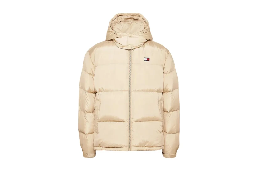 Tommy Jeans Alaska Ανδρικό Puffer Μπουφάν με Κουκούλα Μπεζ