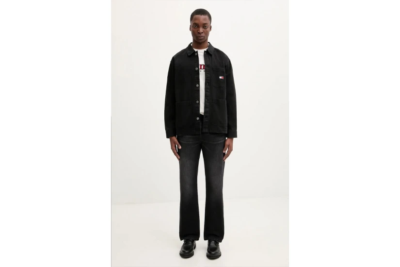 Tommy Jeans Essential Overshirt Ανδρικό Μακρυμάνικο Πουκάμισο Μαύρο