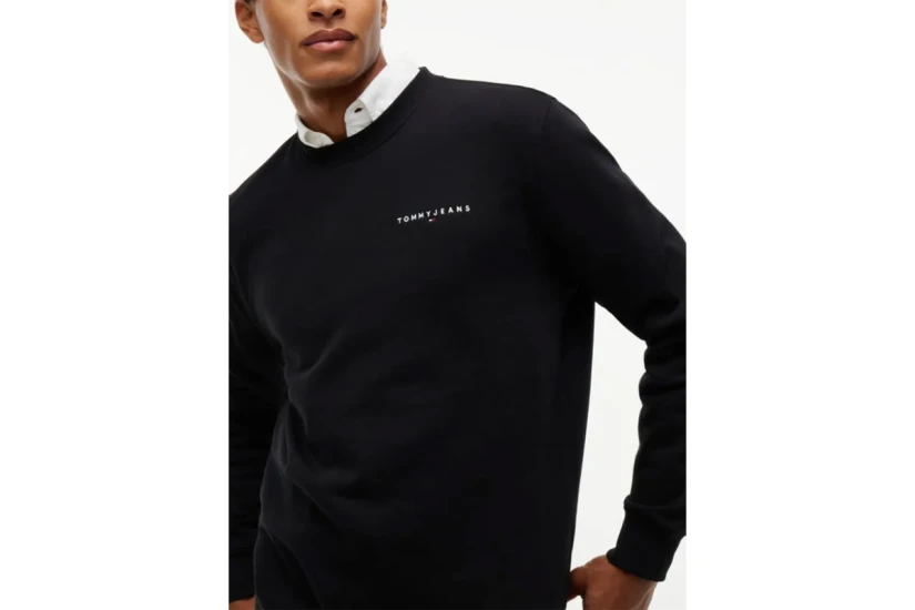 Tommy Jeans Linear Logo Embroidery Fleece Μπλούζα Με Λαιμόκοψη Ανδρική (DM0DM20249 BDS)