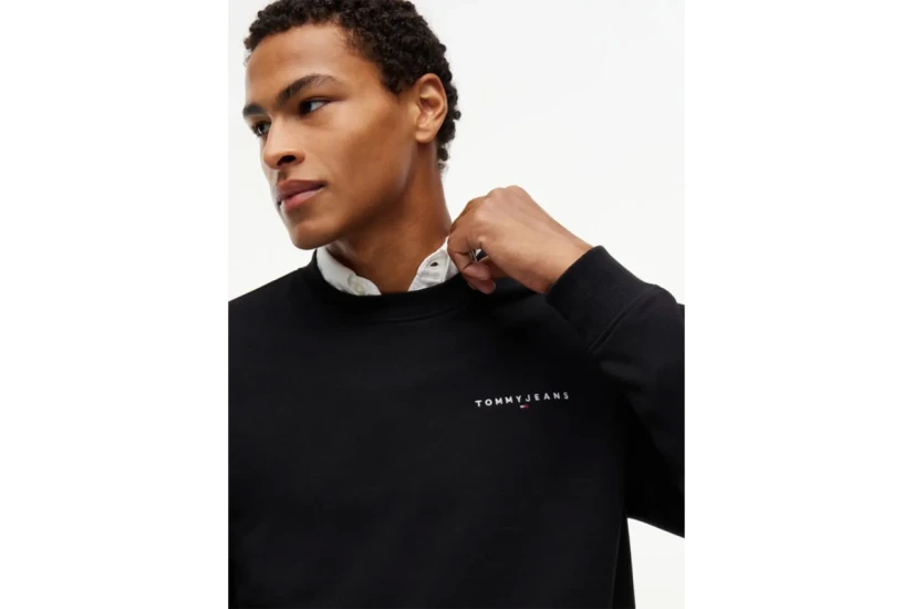 Tommy Jeans Linear Logo Embroidery Fleece Μπλούζα Με Λαιμόκοψη Ανδρική (DM0DM20249 BDS)