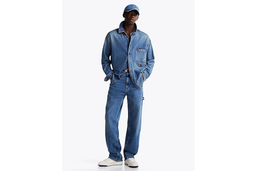 Tommy Jeans Relaxed Ανδρικό Τζιν Μακρυμάνικο Πουκάμισο Μπλε