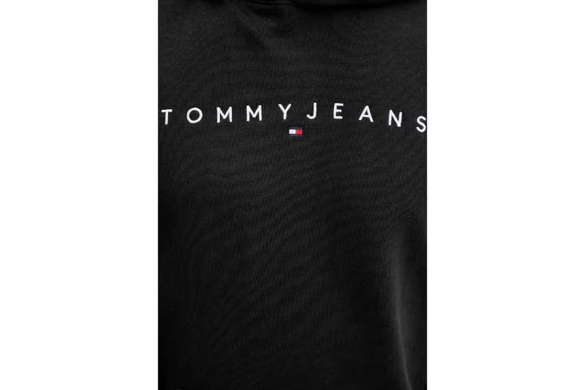 Tommy Jeans Linear Ανδρικό Φούτερ με Κουκούλα Μαύρο