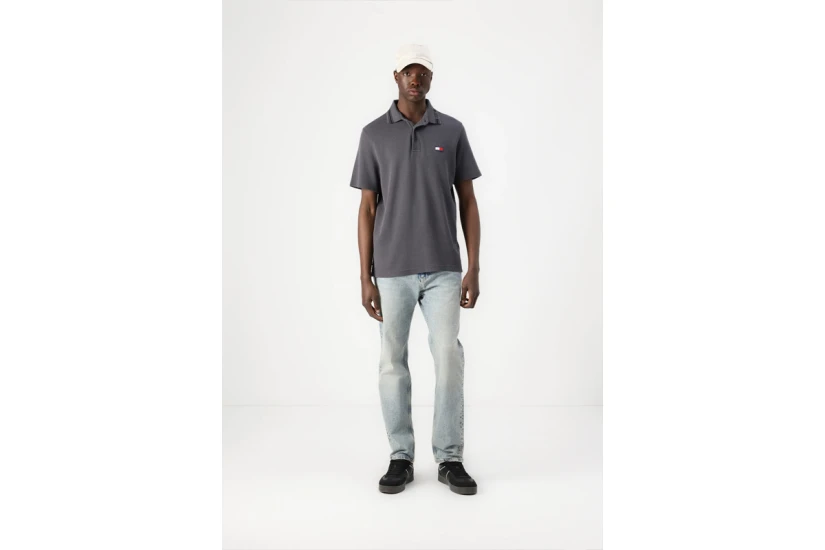 Tommy Jeans Ανδρικό Κοντομάνικο Polo T-Shirt Γκρι Σκούρο