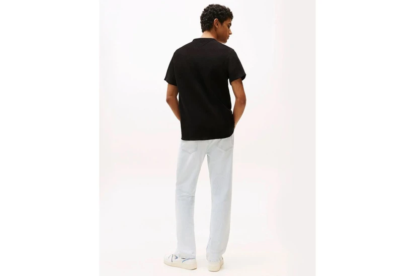 Tommy Jeans Waffle Script Ανδρικό Κοντομάνικο T-Shirt Μαύρο