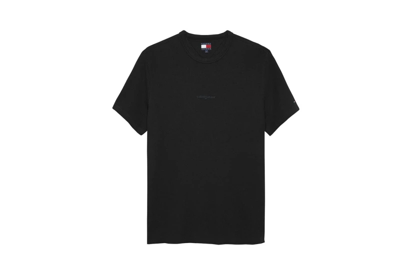 Tommy Jeans Waffle Script Ανδρικό Κοντομάνικο T-Shirt Μαύρο