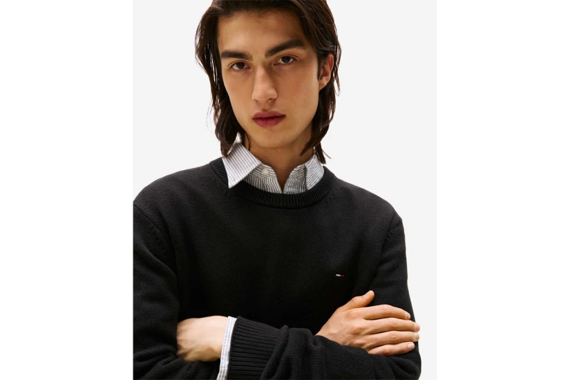 Tommy Jeans Slim Ανδρικό Πουλόβερ Μαύρο