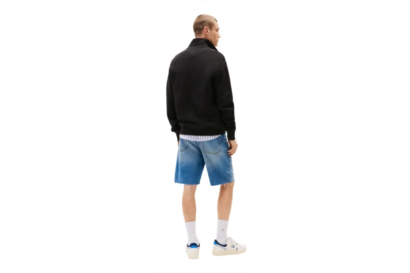Tommy Jeans Ανδρική Μακρυμάνικη Μπλούζα με Φερμουάρ Μαύρη