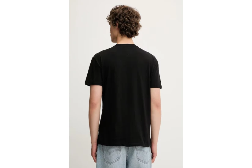 Tommy Jeans Linear Ανδρικό Κοντομάνικο T-shirt Μαύρο 