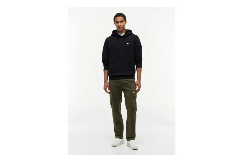 Tommy Jeans Brushed Fleece Ανδρικό Φούτερ με Κουκούλα Μαύρο