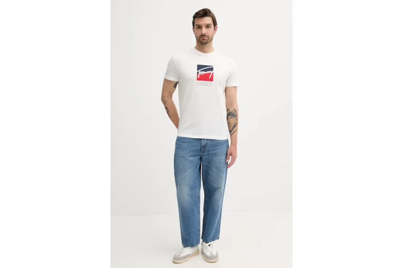 Tommy Jeans Dna Ανδρικό Κοντομάνικο T-shirt Μπεζ